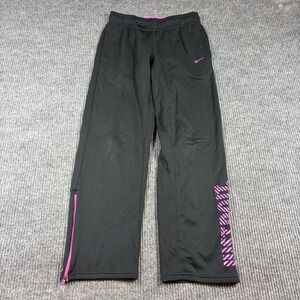 Nike Sweatpants Women's S Therma-FIT  Black Pink 578960-010 Zip Leg Just Do It
